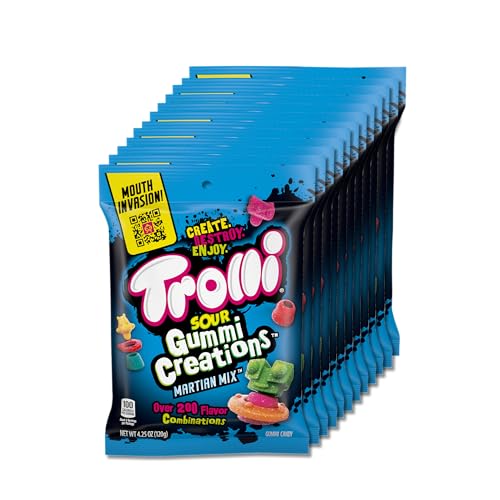 Image of Trolli Sour Gummy Creations Martian Mix, Sour Gummy Candy, 4.25 Ounce Bags (Pack of 12)
