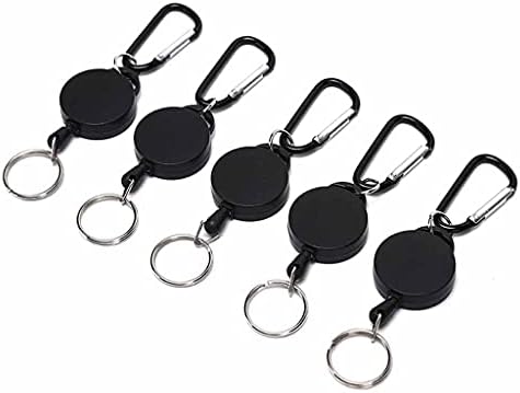 5pcs Mini Black Anti-Lost Keychain Multifunctional Retractable Buckle Recoil Pull Clip Keyring Outdoor image 2