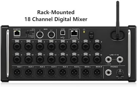 DJ Mixer, XR18/MR18 Rack Mount Professional Digital Mixer Built-in Wifi DSP Mixer DJ Recording Studio with USB Recorder