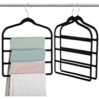 3 Pack Trouser Hangers, Velvet Trouser Hangers Space Saving, Non-Slip Trousers Hanger for Trousers, Jeans, Tie, Leggings, Scarf and Towel - Multi Layer Pants Hanger for Clothes