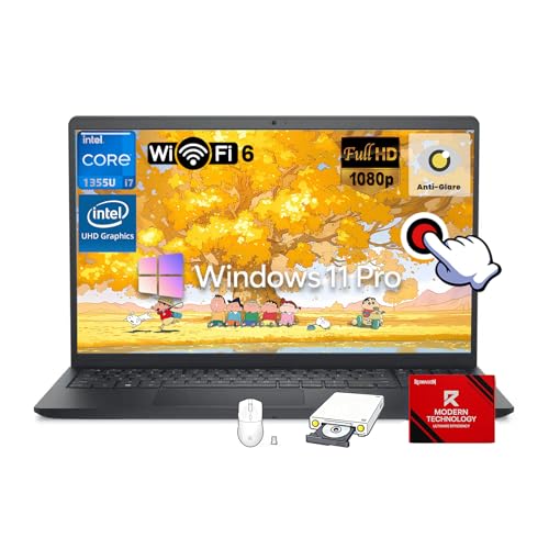 Image of Dell 15 Business Laptop, 15.6 inch FHD Touchscreen Anti-Glare Display, Intel 10-Core i7-1355U, Intel UHD Graphics, Wi-Fi 6, Win 11 Pro, Copilot AI, w /Accessories, 64GB DDR4, 4TB SSD