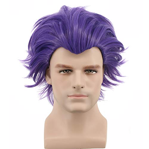Yuehong Short Purple Wig Men Party Wig For Cosplay Costume Halloween Hair Wigs #TOP1