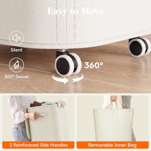 Image of Lifewit 85L Large Laundry Basket with Wheels and Lid, White