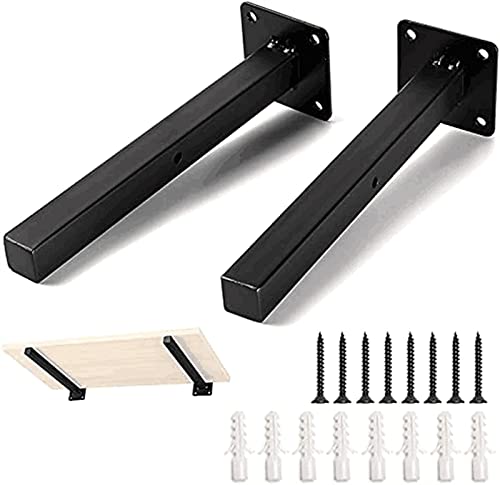 Titulaire de tablette de style industriel rétro noir 25 cm pack de 2 pièces en métal