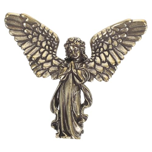 Gatuida Brass Angel Miniature Figurine, Hand Polished Statue for Table Decoration, Lucky Charm Figure for Birthdays and Festive Occasions, Artistic Angel Sculpture for Home and Office