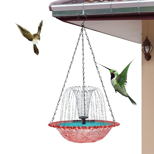 Fuente de aves de baño solar colgante para decoración de jardín 2