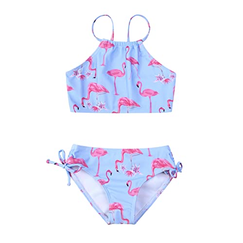 Girls Bathing Suits Kids Flamingo Swimsuits Bikini 2-Piece Beach Clothes,Size 8 9