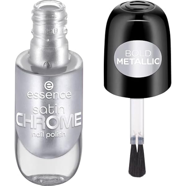 Essence Satynowy Lakier do Paznokci Satin Chrome, Pokrycie, Wyraźny Wynik, Mocno Napigmentowana/Y, Metaliczny (8Ml)