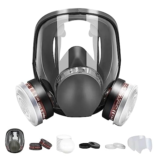 Mascarilla con respirador de cara completa, máscara de gas con doble filtro de carbón activado, máscara protectora contra el polvo utilizada para pintar pintura, Construcción, Aserrado y Soldadura