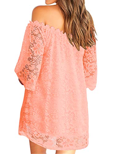 Image of MIHOLL Women's Lace Off Shoulder Tops Casual Loose Blouse Shirts