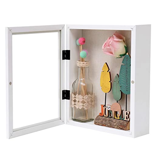 Image of Muzilife Shadow Box Photo Frame 8x10 2.25 Inch Deep Wood and Glass Ready to Hang Memory Box Baby Sports Memorabilia Wedding Tickets and Photos (White)