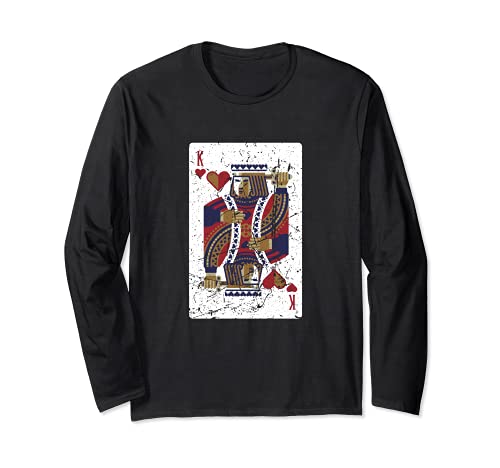Funny Poker Player King Of Hearts Card Loves Gambling Long Sleeve T-Shirt, Black