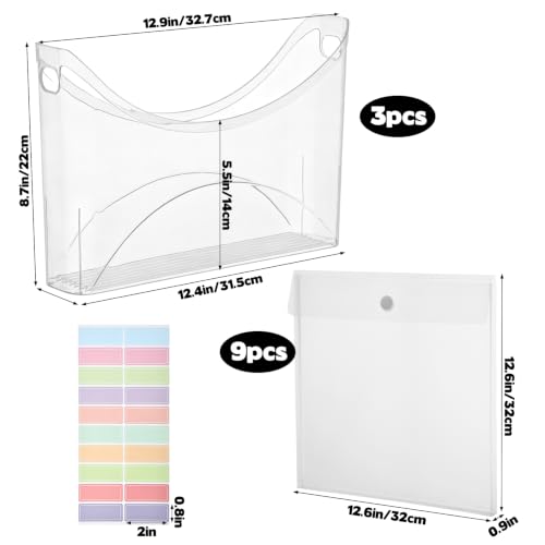 Image of Rainmae 3 Pcs 12x12 Paper Storage Organizer, Scrapbook Paper Storage Organizer with Scrapbook Storage Bag& Label for for Scrapbook Paper, Vinyl Sheets, Cardstock for Home Office Tabletop Organization