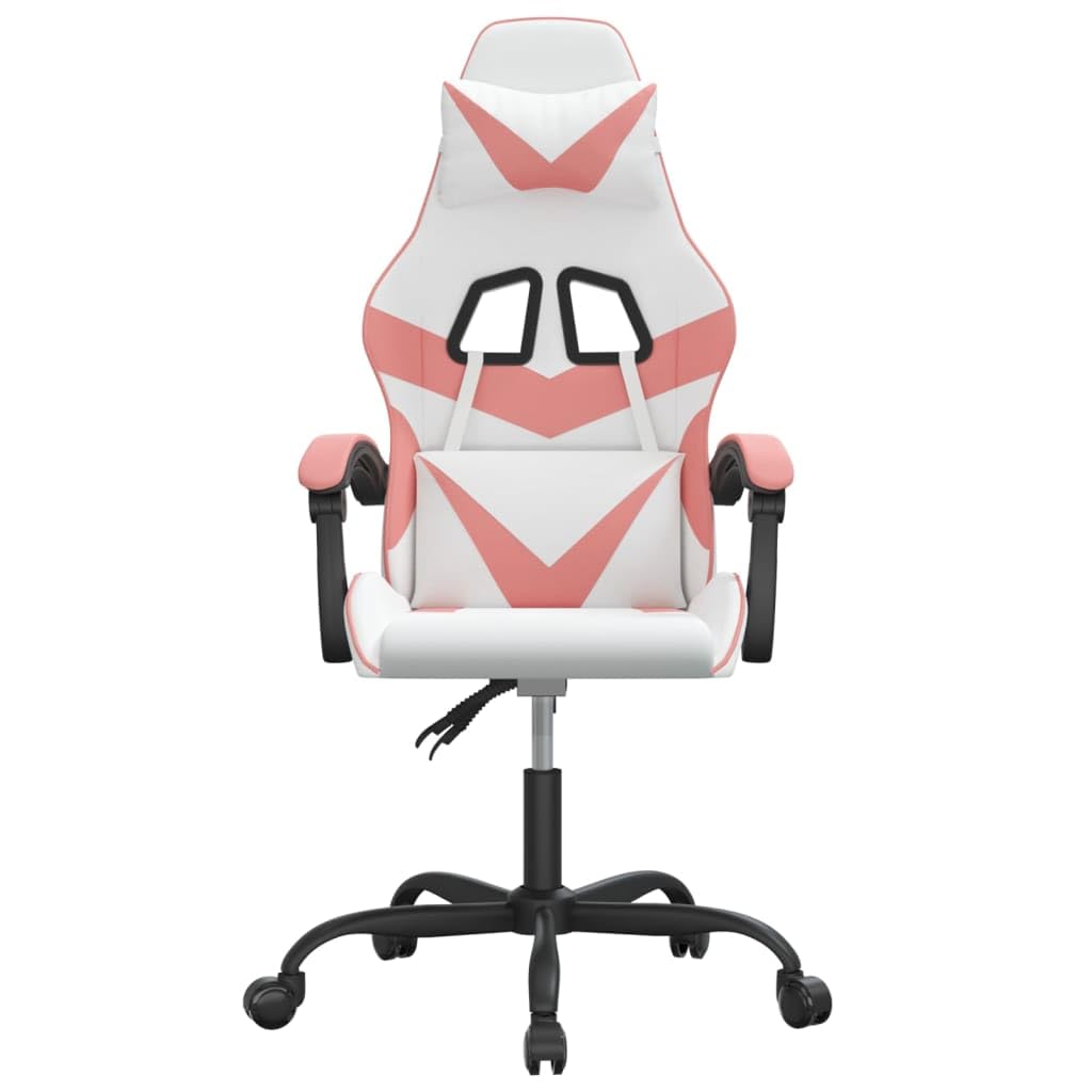 Tomostar Chaise Gaming, Chaise de Jeu Fauteuil Gamer Fauteuil de Bureau pivotante Blanc et Rose Similicuir