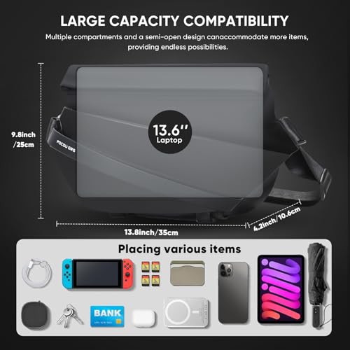 Travel Sling Bag – Waterproof Composite Fabric Crossbody Bag with Quick-Release Magnetic Buckle, Fits 10.9" iPad &13" MacBook3