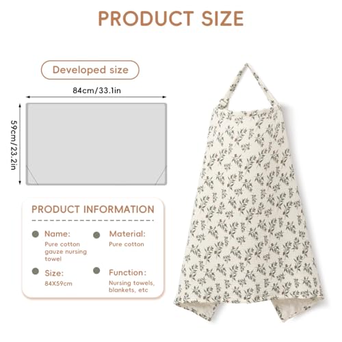 Image of SNOWIE SOFT 84x59CM Muslin Nursing Cover for Breastfeeding, Breathable 100% Cotton Breastfeeding Cover with Rigid Hoop for Mother Nursing Apron New Nom Essentials