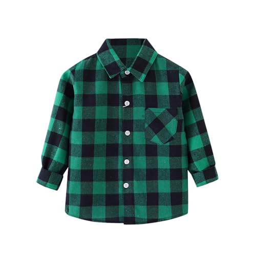 Boys&Mens Plaid Flannel Button-Down Shirts Girls Long Sleeve Spring Winter Casual Collared Blouse Kids Tops Tees Clothes