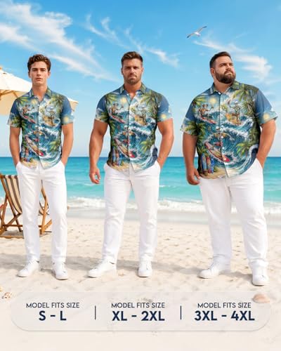 Image of 99TIMORO Fathers Funny Mens Hawaiian Shirt, Movie Button Down Short Sleeve Top, Father Day Summer Gifts