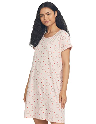 Image of Longies Women's Knee Length Knit Cotton Nighty Regular Nightgown (LGLKNWWV001 L.Pink009 XL)
