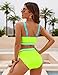 BMJL Women's High Waisted Bikini Sets Sporty Two Piece Swimsuits Color Block Cheeky High Cut Bathing Suits(S,Neon Green)