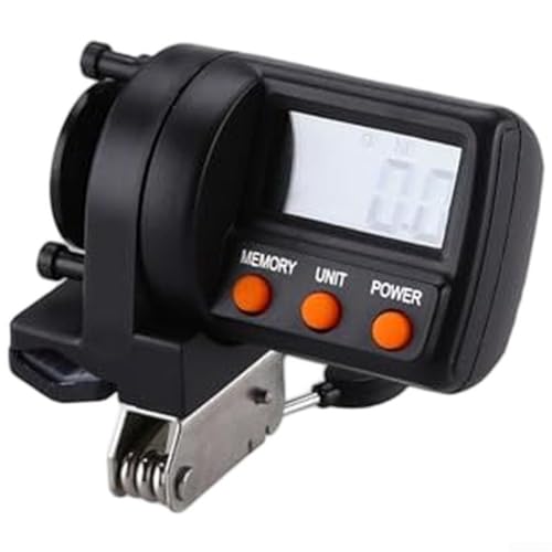 Contador de línea de pesca con pantalla ajustable, cuenta bidireccional, tocadiscos de aleación resistente al desgaste, abrazadera antideslizante para protección de la barra, apagado automático para