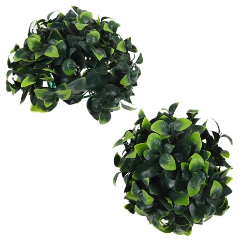 Uonlytech 2 Bolas de Topiarios Artificiales Colgantes de Plástico Resistente Hojas de Manzana y Eucalipto Diámetro 25 CM y 20 CM Ideales para Decoración de Interiores y Exteriores