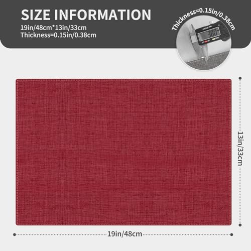OSUASN Cloth Placemats, Set of 4 Heat-Resistant Cotton Linen Blend Double Layered Machine Washable Place Mats, Wrinkle Free Thick Fabric Dining Table Mats for Indoors & Outdoors (Burgundy, 4) by OSUASN - Used condition - Image 6