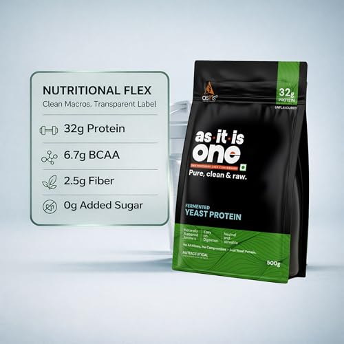 Image of AS-IT-IS One Fermented Yeast Protein - Unflavoured, Unsweetened, 500g, Helps Muscle Protein Synthesis, Higher Absorption, No Bloat or Beany Note, Sustainable Choice for All Ages Adults