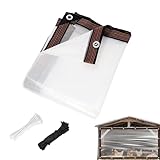 鶏小屋 冬用 防寒 カバー - 雪対策 防雪 パティオ テラス 囲い | 補強エッジ 防水 透明 タープ - ガーデニング ポーチ 屋根 部屋 テント 用