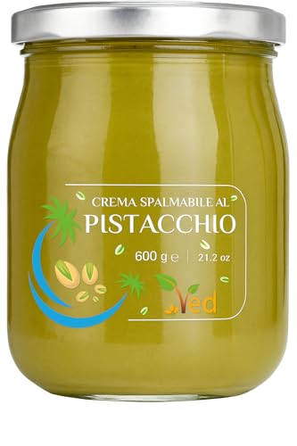 Mantequilla de pistacho premium VED – Hecha en Italia | Etiqueta limpia, ingredientes naturales | Vegana y sin gluten (600 g)