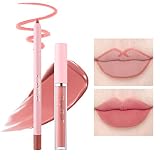 2Pcs Pink Lip Liner Pencil and Lipstick Set,Velvety Matte Creamy Lip Liner Lip Crayon Long Lasting W