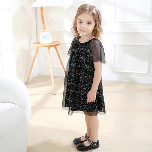 Toddler Girls Tutu Dress Sequin Tulle Short Sleeve Summer Dresses Birthday Casual Sundress3