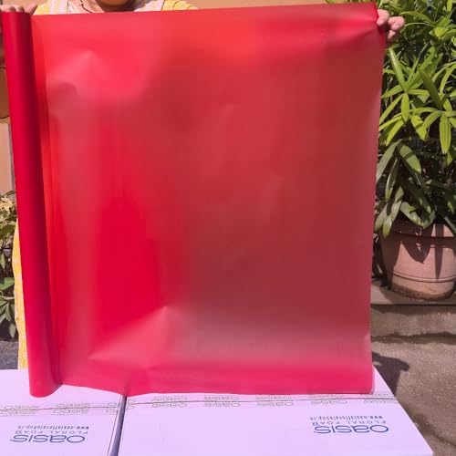 Image of Oasis Frosted Red Bouquet Wrapping Roll Premium Korean Style Flower Wrap for Fresh Flowers & Gift Packaging Florist Essential Supplies 60 Micron 25 Meter Long