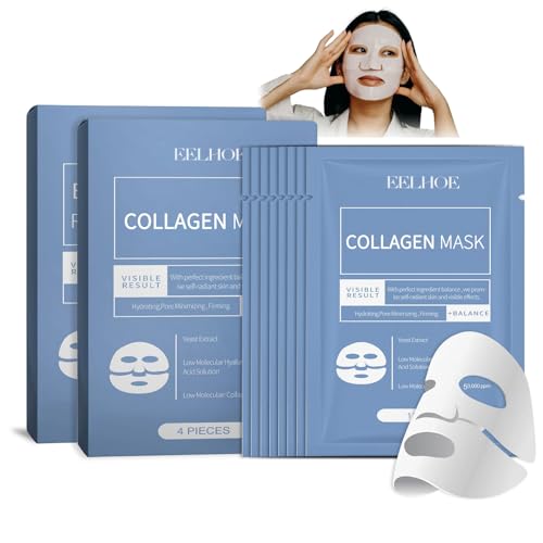 Shefave Collagen Mask, Anti-Falten Lifting Gesichtsmaske Overnight, Kollagen Reverse Film Lösliche Kollagen Sheet Mask mit hydrolysierten Kollagenen