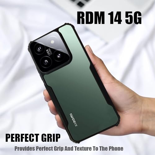Image of AIBEX Crystal Clear Back Cover Case for Redmi 14 5G | 360 Degree Protection | Shock Proof Design | Transparent Back Cover Case (PC & TPU, Black Bumper)
