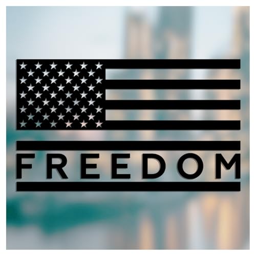 (2 PCs) Freedom American Flag UV DTF Decal Black Patriotic USA Flag for Car Truck Laptop Window Military Support & Independence Day Decoration Waterproof 7 Inches (Black)