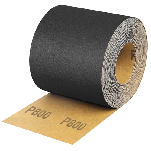 Shineboc 800 Grit Sandpaper Roll 3-2/3 Wide 11 Yard Wet Dry Silicon Carbide Longboard Sand Paper for Automotive Metal Wood SandingPolishing