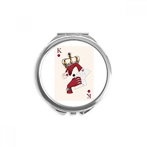 Miroir de poche roi de cœur mini miroir rond compact pour retouches maquillage à la main