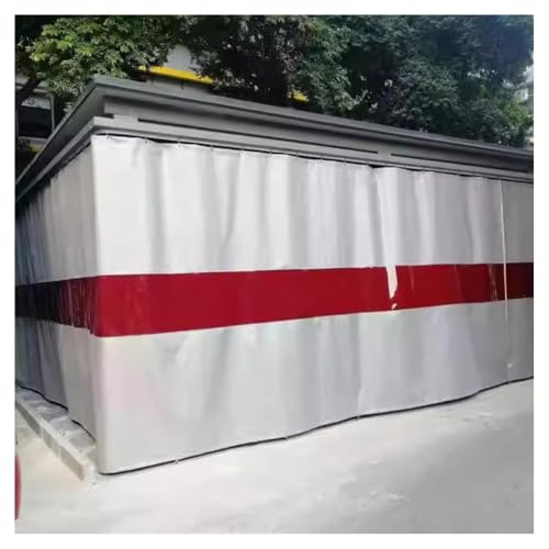 Rideau de séparation pour soudure ignifuge avec lucarne de protection rouge