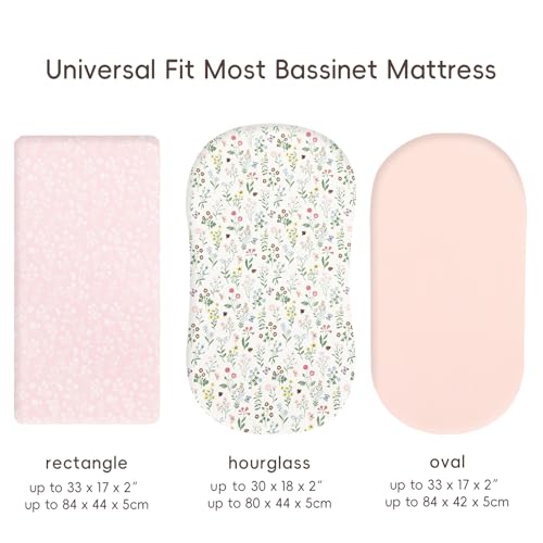 Image of david's kids 3 Pack Bassinet Sheets, Ultra Soft Breathable Comfortable Baby Sheet Set for Boys Girls Neutral, Univeral Fit for Most Cradle and Bassinet Mattress, Garden