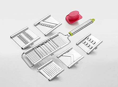 Decomer 6 in 1 Stainless Steel Kitchen Chips Chopper Cutter Slicer and Grater with Handle Premium Vegetable and Fruit Chips, Potato Slicer Maker Multipurpose