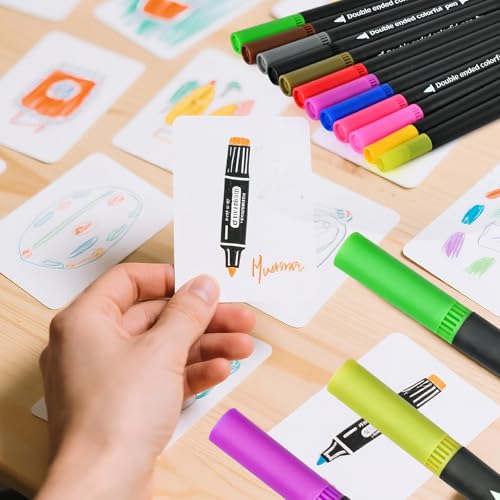 【72 Colors】Adult Coloring Book Markers No Bleed – Dual Felt Tip (Fine & Brush) Art Markers for Teens/Kids – Gel Acrylic Paint Pens Set for Sketching, Drawing, Rock Painting, Journaling, Non Bleeding.