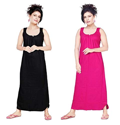 vibha n art of dressing Women's Hosiery Cotton Full Length Camisole, Long Inner Wear Petticoat-Nighty Slip-Kurti Suit Slip (X-Large, Black, Pink)-picture-51