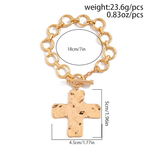 Chunky Gold Cross Statement Bracelet Vintage Large Cross Bracelet Trendy Ot Buckle Faith Jewelry2