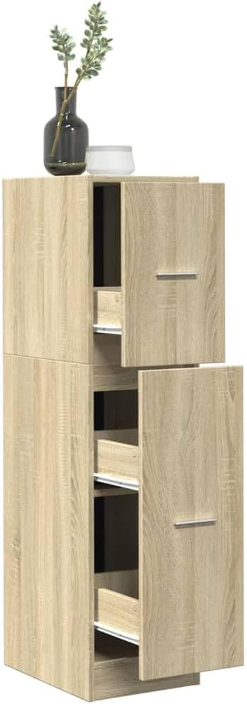 Sonoma Oak Apothecary Cabinet with 3 Drawers and Shelves, Engineered Wood Wall-Mounted Storage Unit with Adjustable Shelves and Metal Runners for Home Organization