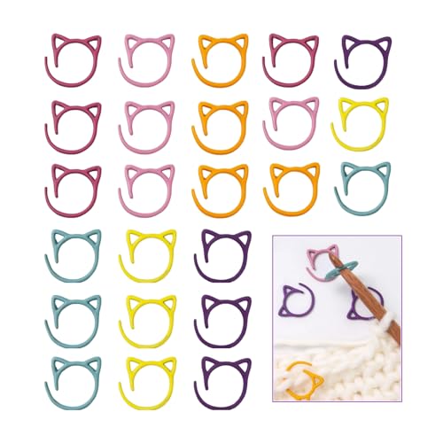 Cat Stitch Markers for Crocheting,Crochet Stitch Markers Cat Metal Stitch Markers Multicolor Knitting Stitch Markers Crochet Markers Ring