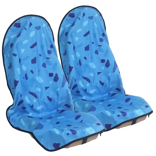 Image of Car Seat Cover Protector Front Seats,for Gym Workout,Running,Swimming,Beach and Hiking,Waterproof Sweat Towel Bucket Seat Covers for Cars SUV Trucks (Blue Marbling, 2Pcs)