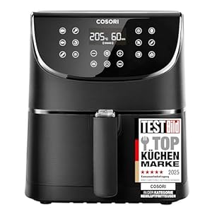 COSORI Heißluftfritteuse Airfryer, Testsieger 2024, 11-in-1 Air Fryer XXL 5,5L, Friteuse Heissluftfritteuse mit Shake-Reminder, 100 Rezepte, 55 Prozent energiesparend, spülmaschinenfest, CP158-AF