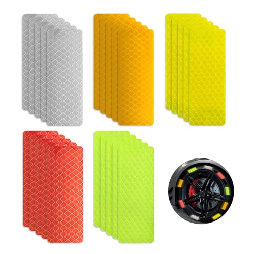 HMCEY 50 Piezas Pegatinas Reflectantes,Cinta Reflectante Adhesiva,CalcomaníAs Reflectantes Impermeable,Pegatinas Alta Visibilidad,Pegatina de Seguridad para Moto para Bicicleta,Silla de Paseo