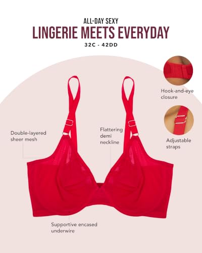 Image of Smart & Sexy Women's Sheer Mesh Demi Underwire Bra - See Through Bras